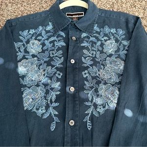 Michael Kors 100% Linen Embroidery Shirt